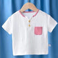 Children's Breathable Half Sleeve Cotton And Linen Top T-shirt.