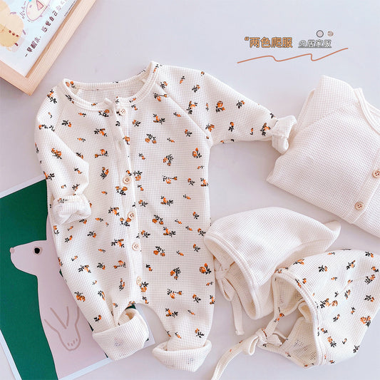 Summer New Baby Clothes Knitted Long Sleeves Toddle Romper Simple Casual Infant Outfit.