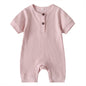 Summer short sleeve baby solid color jumpsuit.