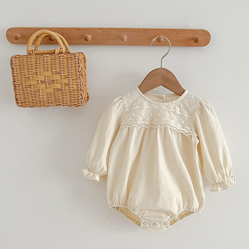 Baby Lace Lace Stand Collar Jumpsuit Girl Dress.
