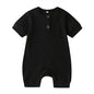 Summer short sleeve baby solid color jumpsuit.