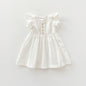 Children's Clothing Lace Flower Embroidery Girl's Dress Sweet Cotton Girl Short Sleeve Skirt.