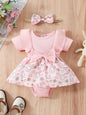 Baby One-piece Floral Bow Triangle Rompers.