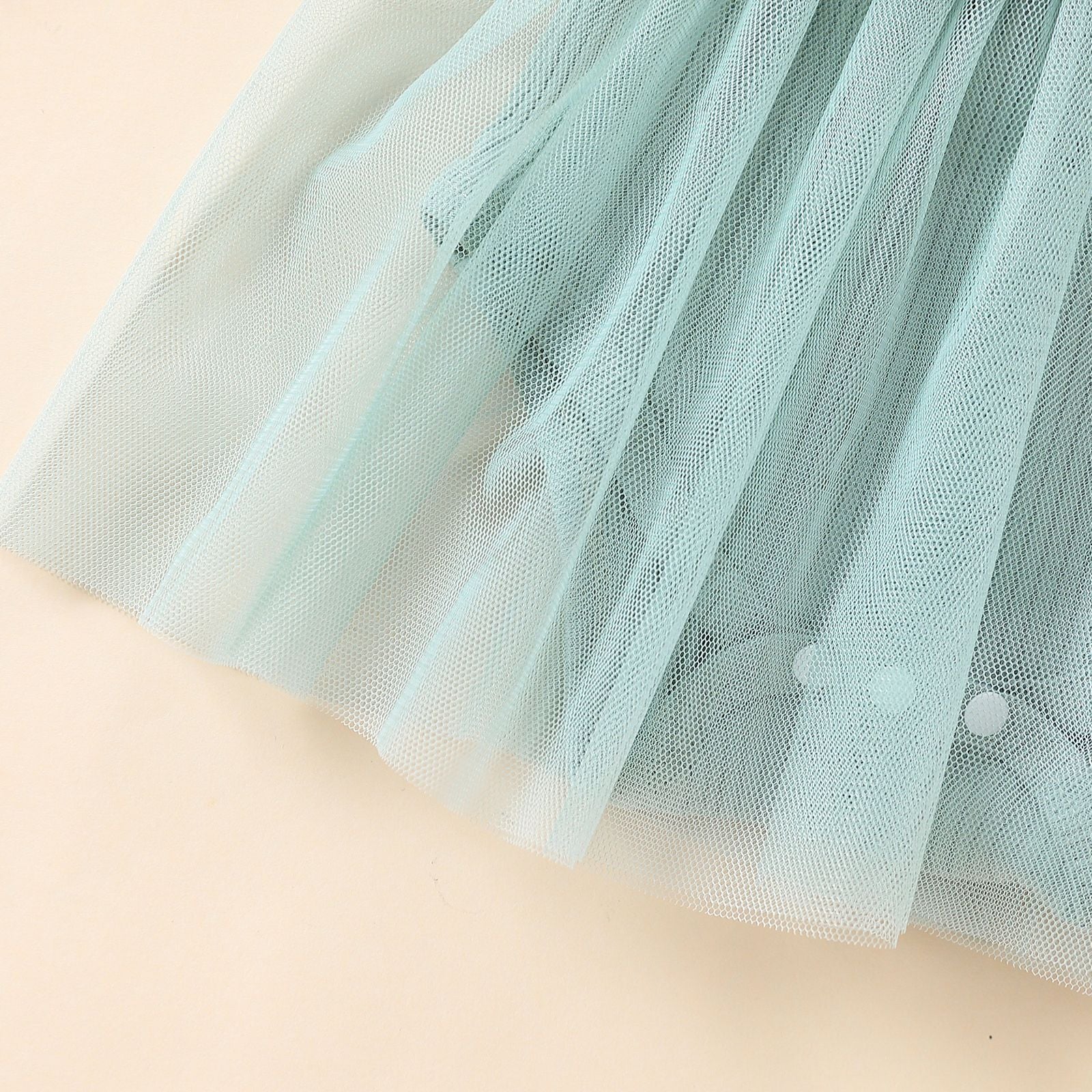 Girls' Multi-color Mesh Flounced Sleeve Short Sleeved Kazakhstan Skirt.
