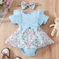Baby One-piece Floral Bow Triangle Rompers.