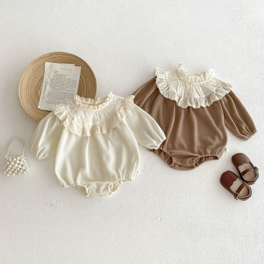 Baby Spring And Autumn Long Sleeve Lace Romper.