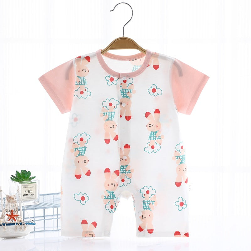 Baby One-piece Summer Thin Baby Short Sleeve Jumpsuit Pure Cotton.
