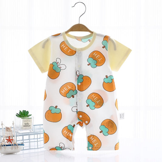 Baby One-piece Summer Thin Baby Short Sleeve Jumpsuit Pure Cotton