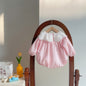 Newborn Hollow Out Lace Collar Long Sleeve Onesie.