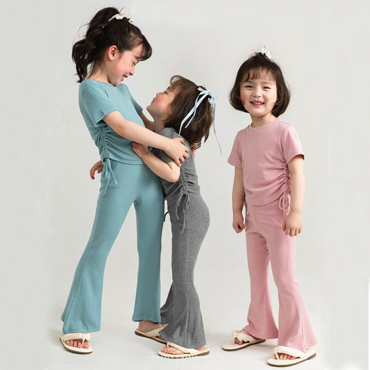 Girls Casual Flared Pants Suit.