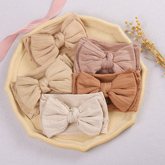 Children's Hair Accessories Jacquard Nylon Hair Band Double-layer Bow