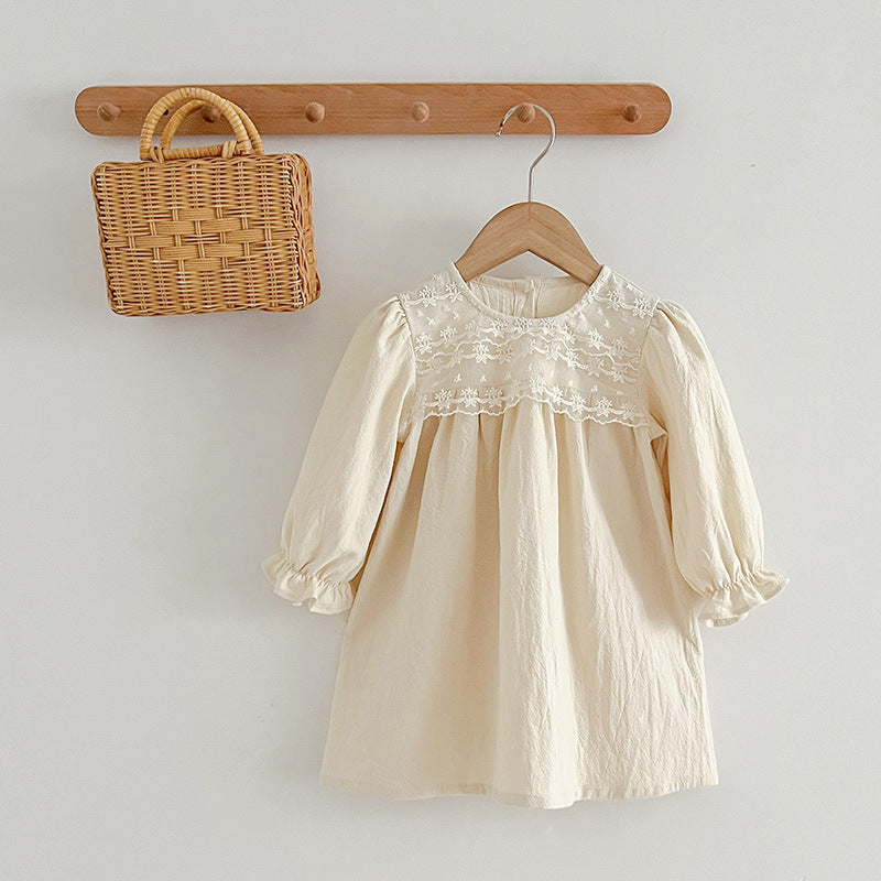 Baby Lace Lace Stand Collar Jumpsuit Girl Dress.