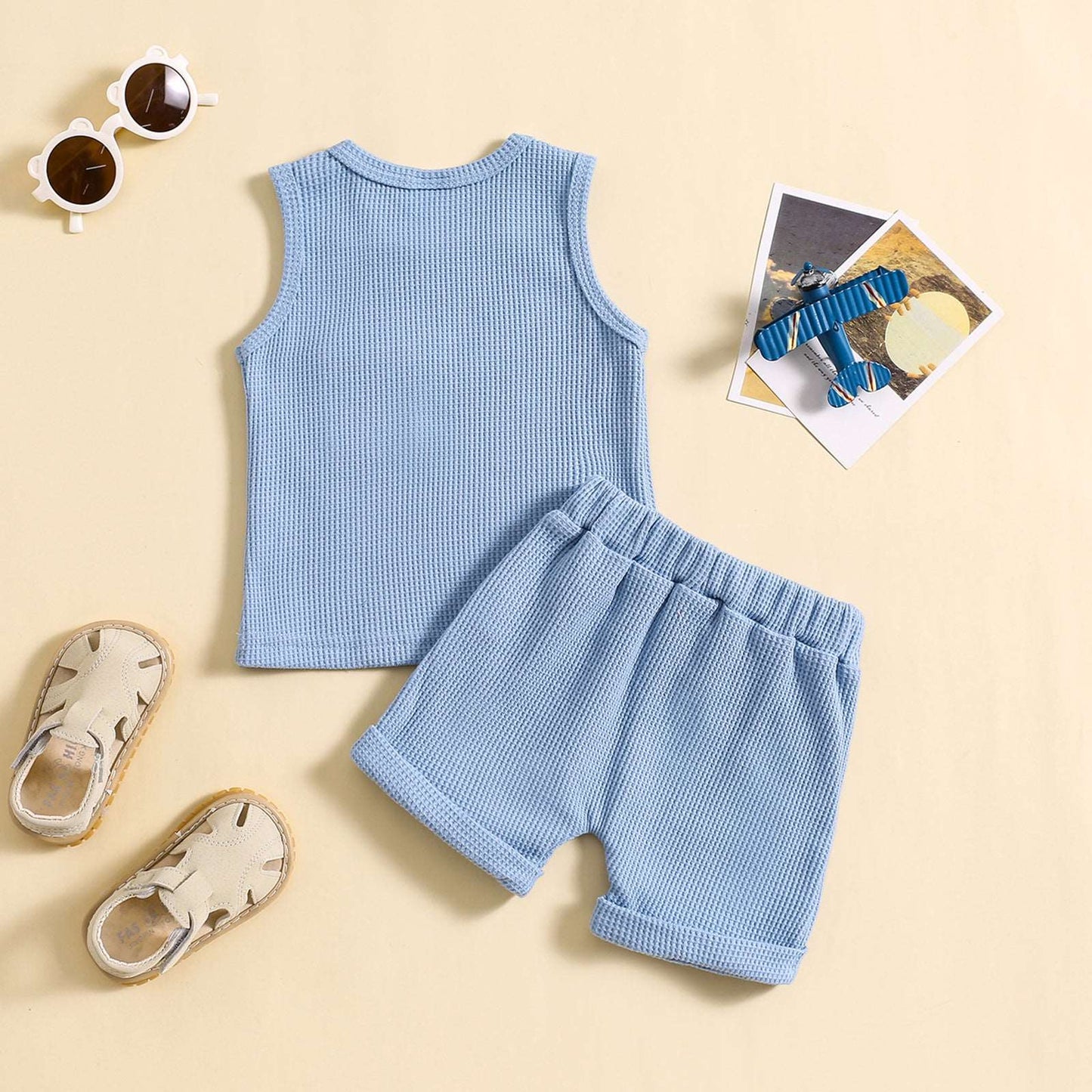 Kids Korean Summer Style Solid Color Suit.