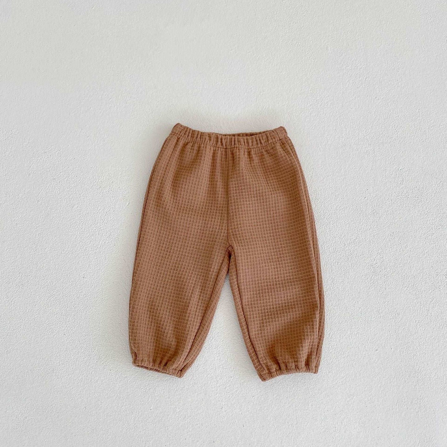 Kids Waffle Loose-fitting Trousers.