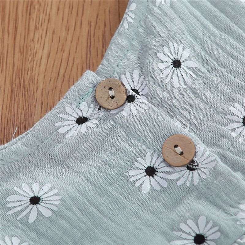 Cotton Linen Romper Baby Girls Sleeveless Floral.