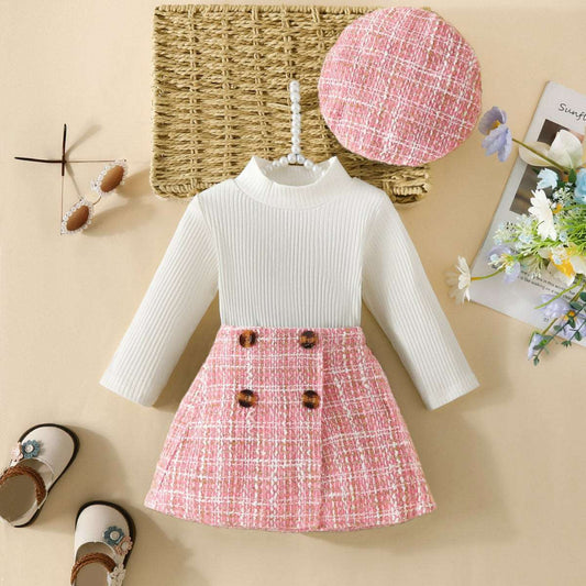 Girls Fashion Long Sleeve Skirt Suit.