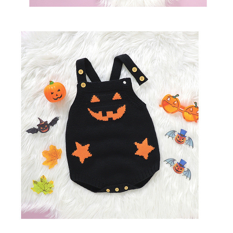 Baby Halloween Knitted Pumpkin Romper