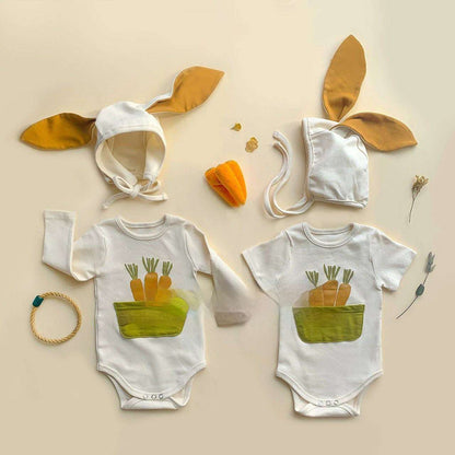 Cute Carrot Print Rabbit-shaped Romper