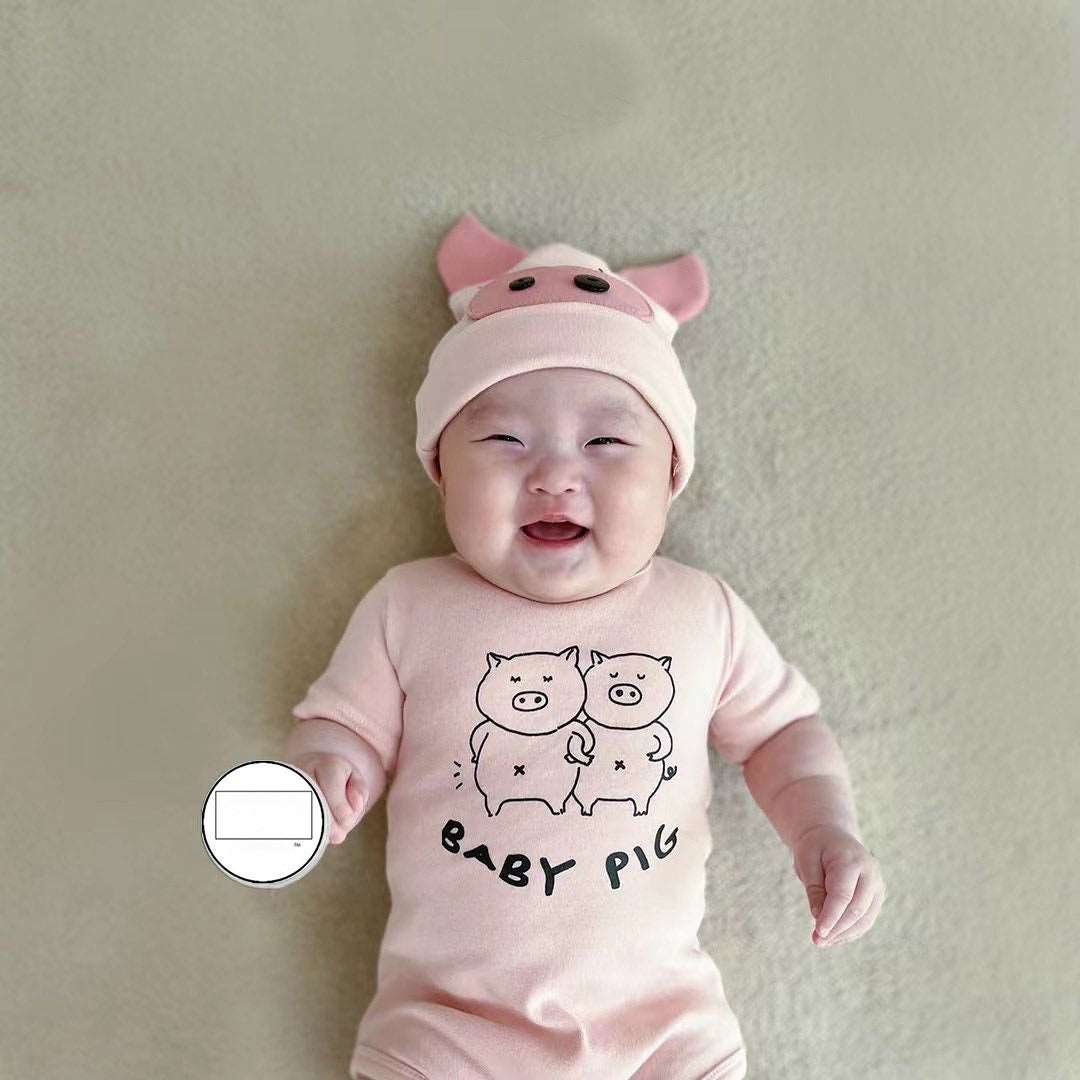 New Pig Print Modeling Baby Romper