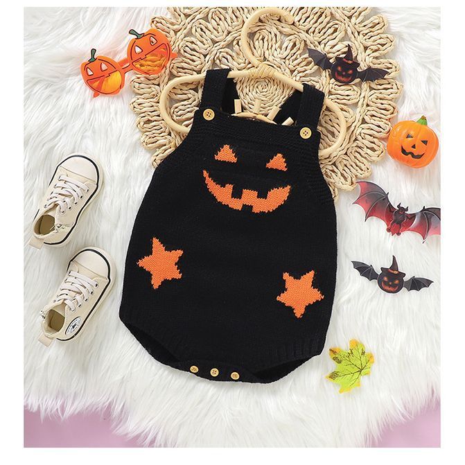 Baby Halloween Knitted Pumpkin Romper