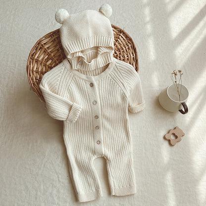 Baby Cozy Knit Romper & Hat Set