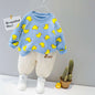 Autumn Children Suit Cartoon Print Top Two-piece Pants.