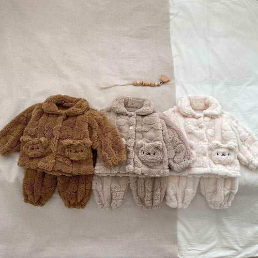 Bear Plush Coat Baby Velvet Pajamas