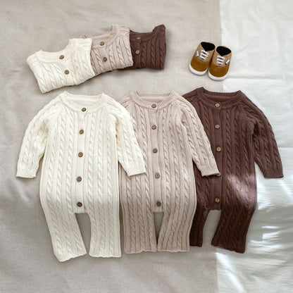 Baby Warm Knitted Romper and Cardigan