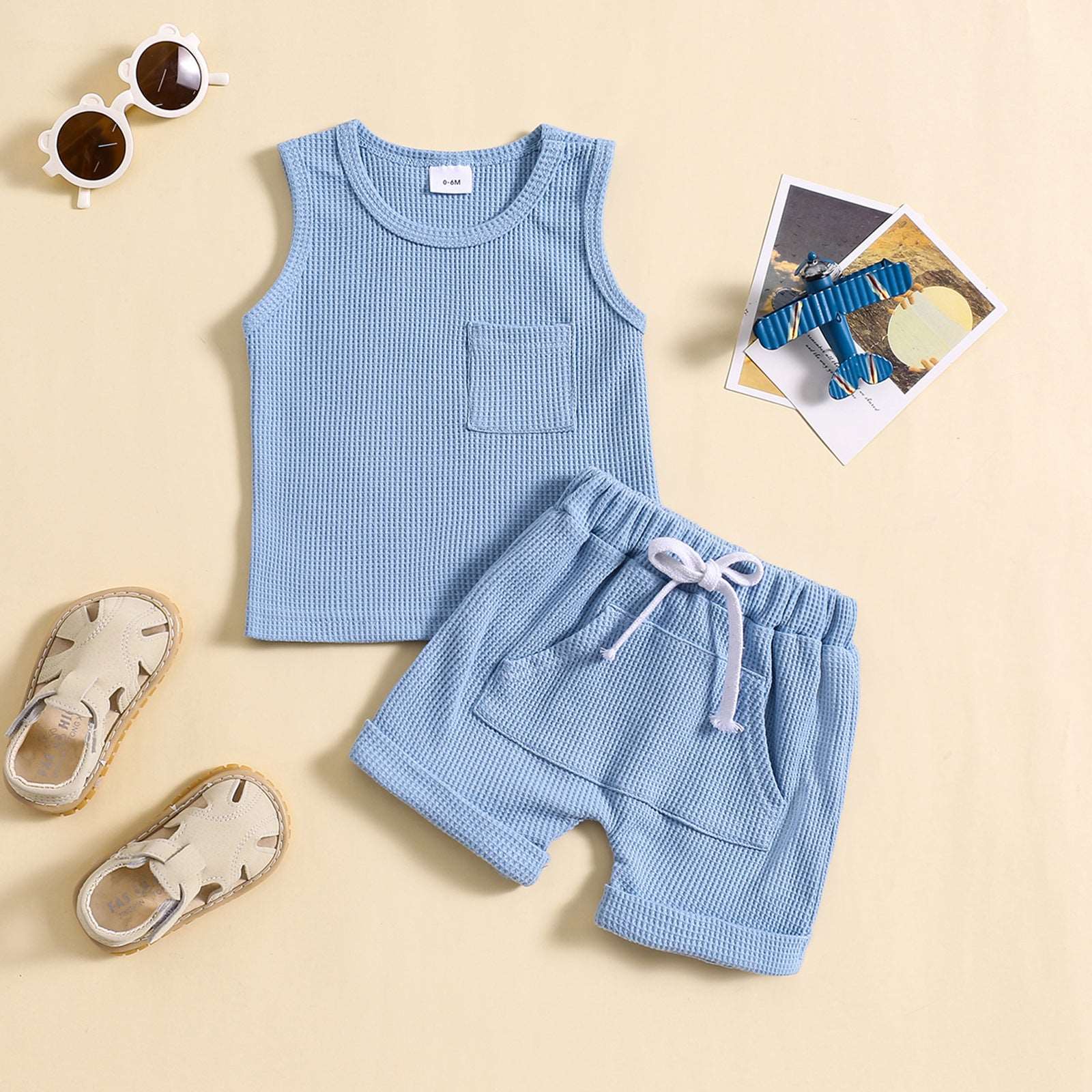 Kids Korean Summer Style Solid Color Suit.