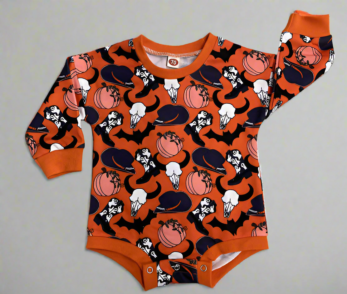 Baby Halloween Pumpkin Print Romper