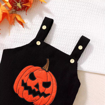 Baby Halloween Embroidery Pumpkin Romper