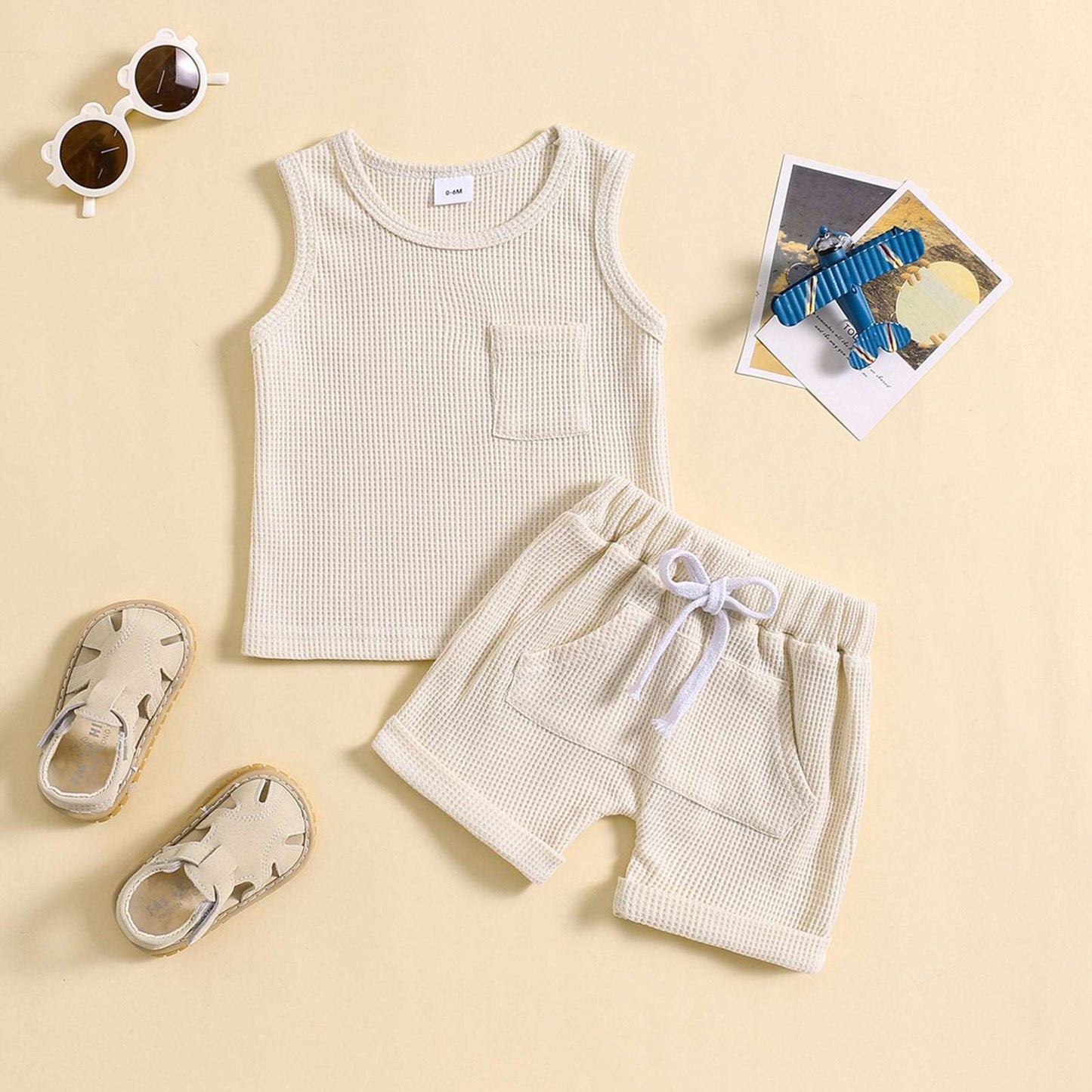 Kids Korean Summer Style Solid Color Suit.