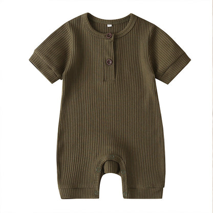 Summer short sleeve baby solid color jumpsuit.