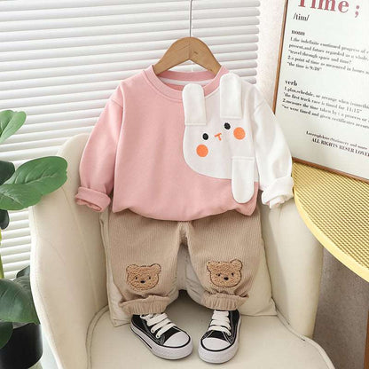 Kids Cartoon Long Sleeve Sweater Two-piece Set