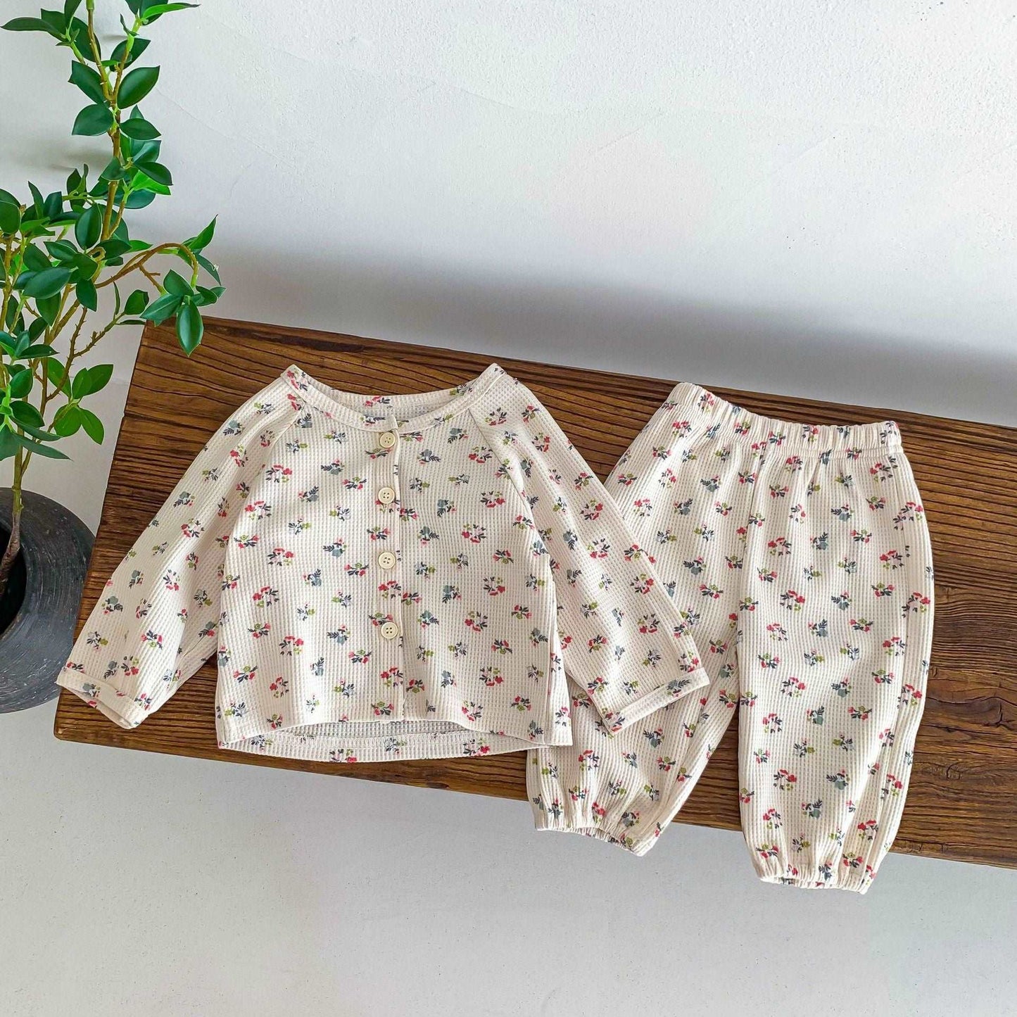 Baby Floral Waffle Two-piece Set