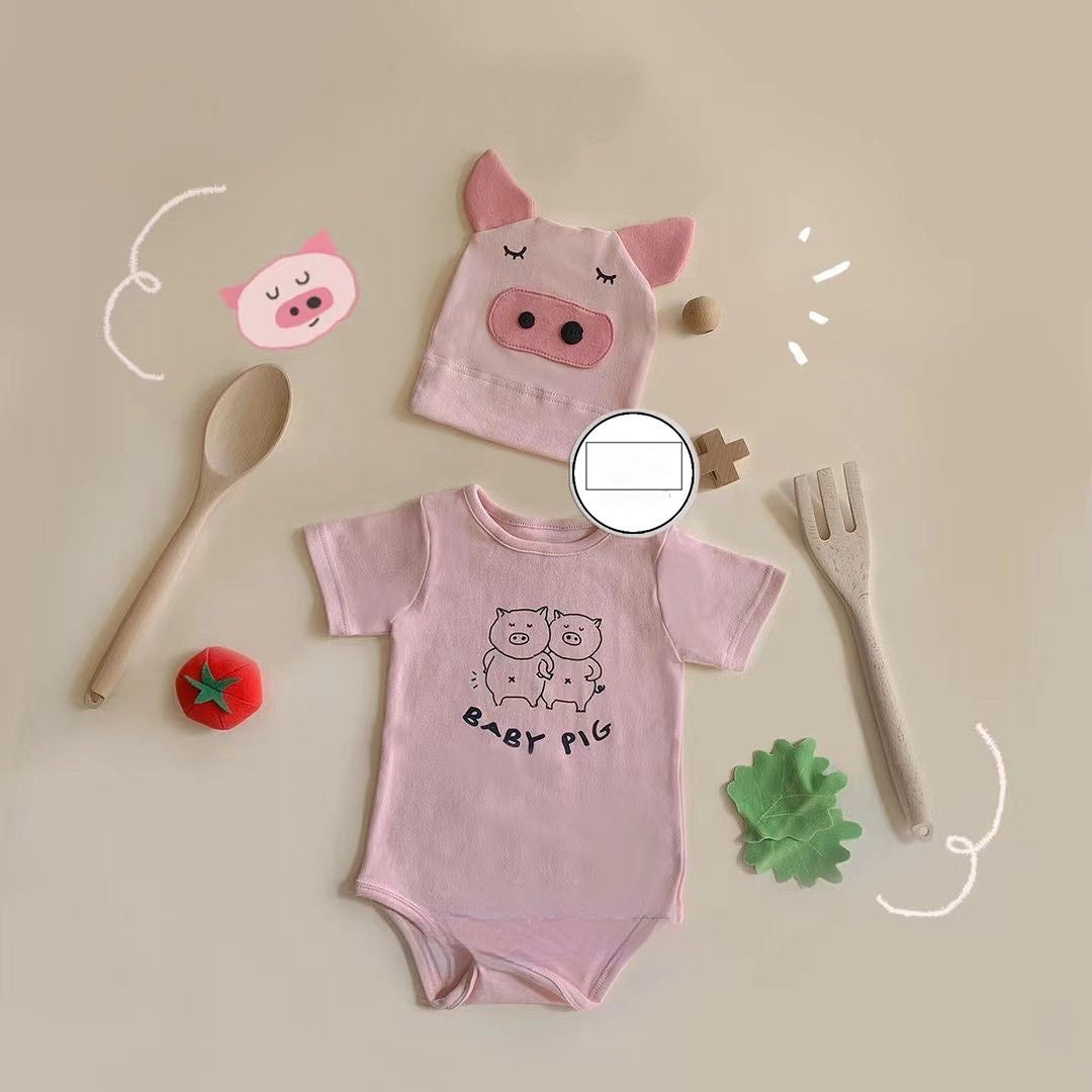 New Pig Print Modeling Baby Romper