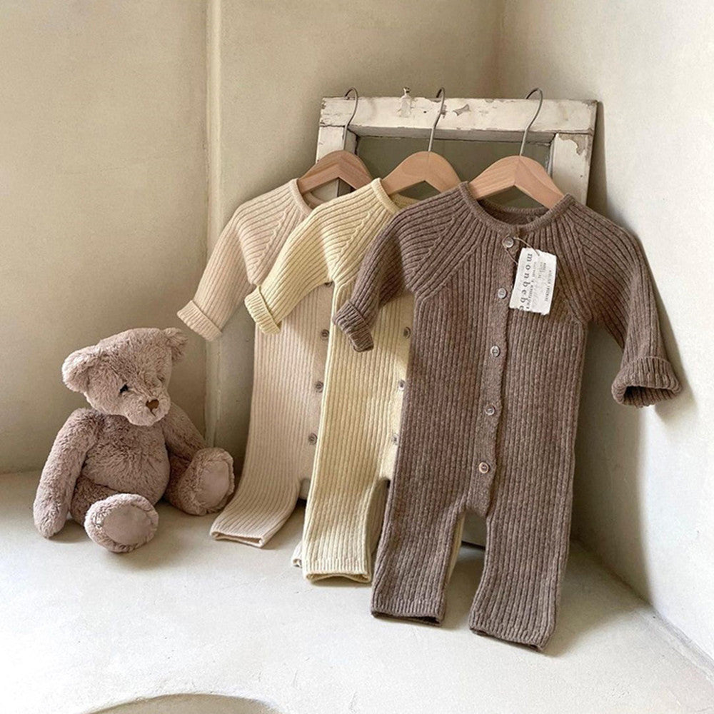 Baby Cozy Knit Romper & Hat Set