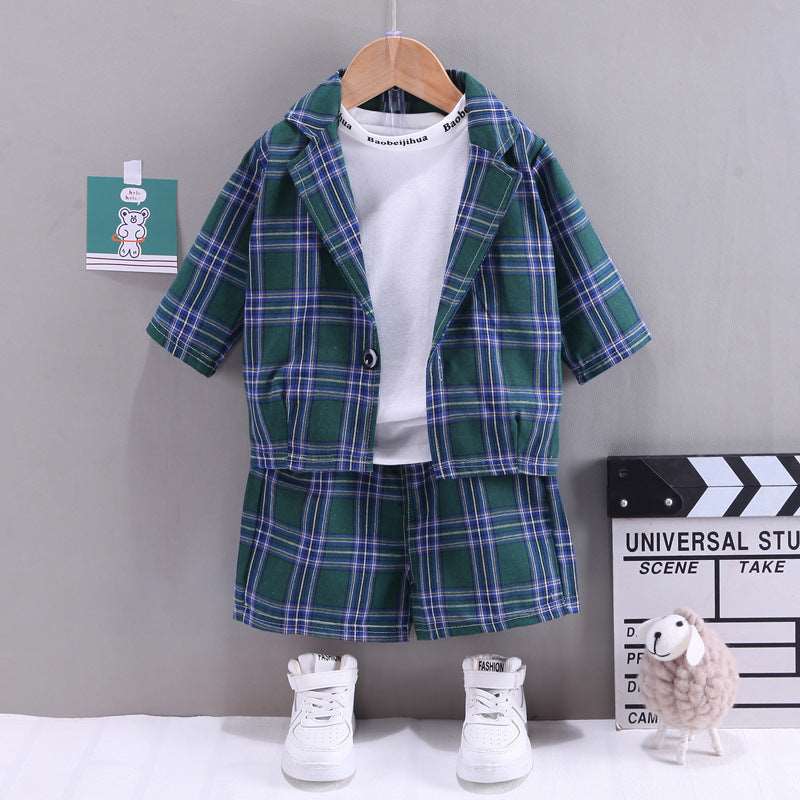 Boys Three Piece Cardigan Suit.