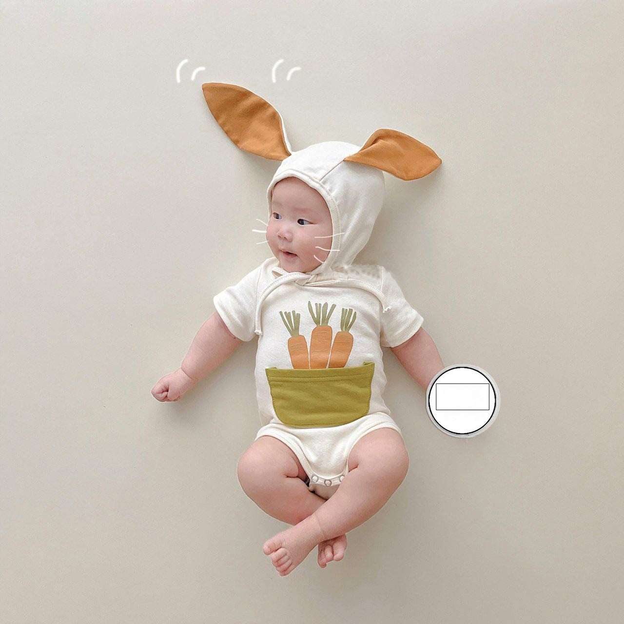 Cute Carrot Print Rabbit-shaped Romper