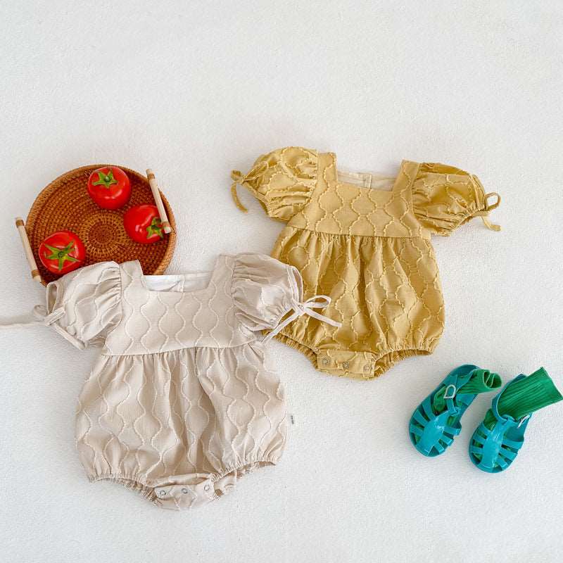 Baby Solid Color Bodysuit Triangle Romper.