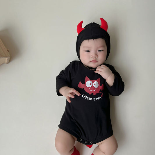 Baby Halloween Little Devil Print Jumpsuit with Hat