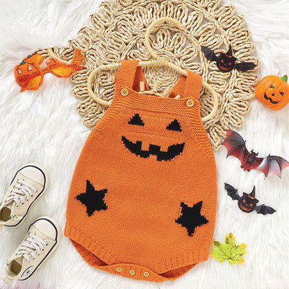 Baby Halloween Knitted Pumpkin Romper