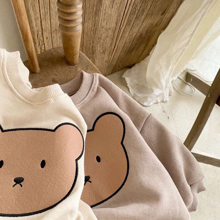 Cartoon Bear Head Print Casual Suit.