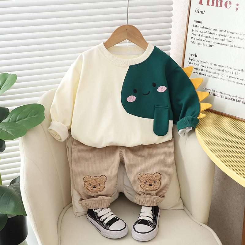 Kids Cartoon Long Sleeve Sweater Two-piece Set