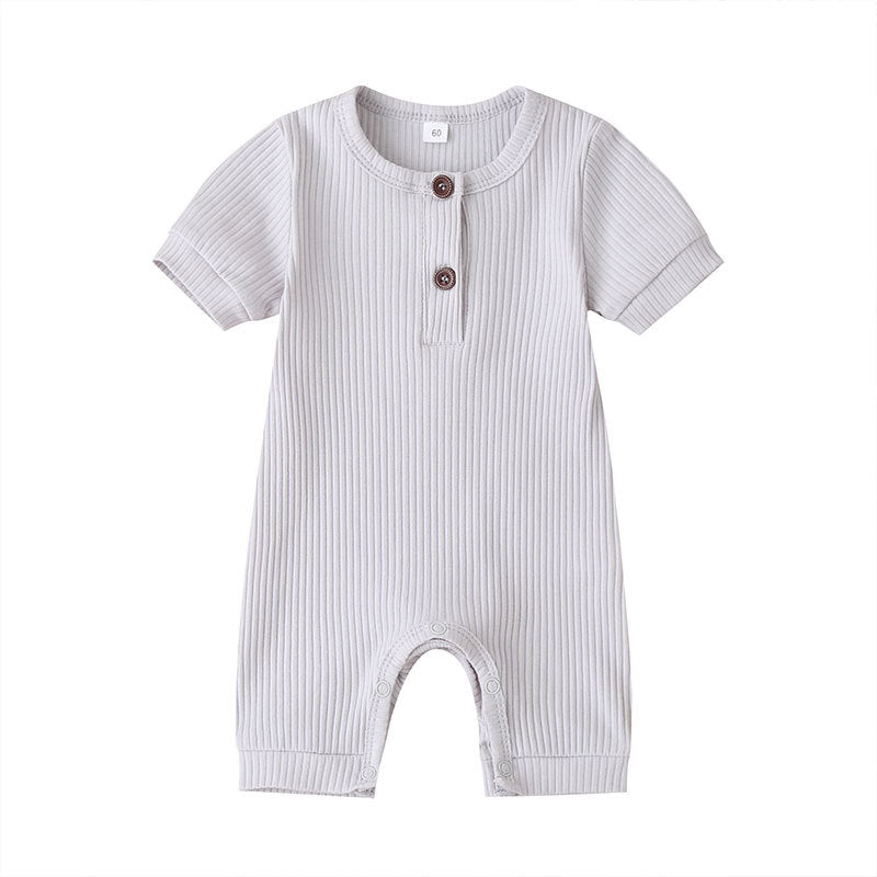 Summer short sleeve baby solid color jumpsuit.