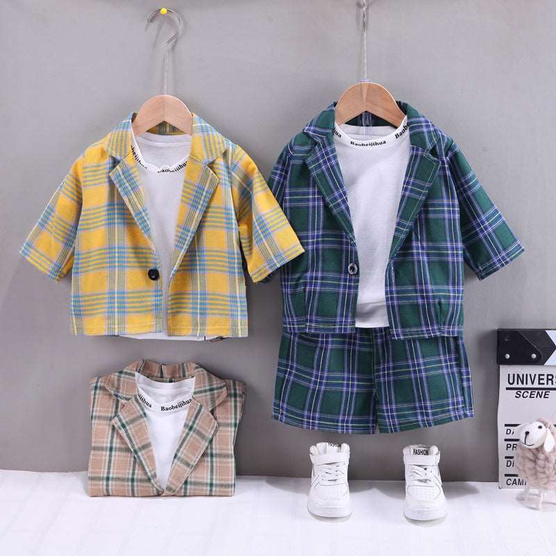 Boys Three Piece Cardigan Suit.