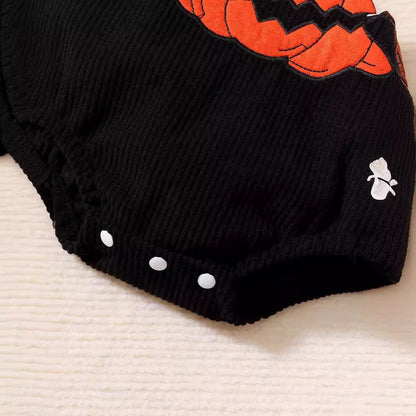 Baby Halloween Embroidery Pumpkin Romper