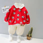 Autumn Children Suit Cartoon Print Top Two-piece Pants.