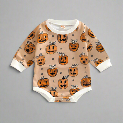 Baby Halloween Pumpkin Print Romper