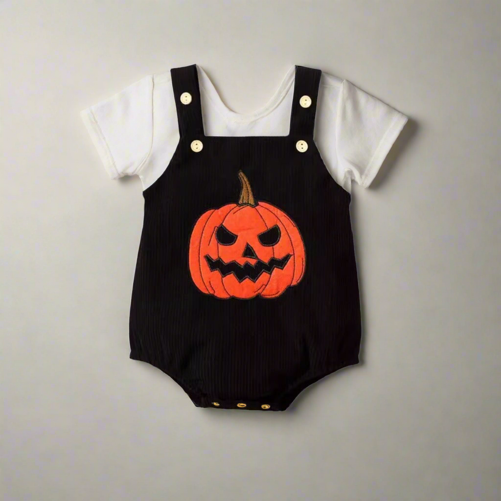 Baby Halloween Embroidery Pumpkin Romper